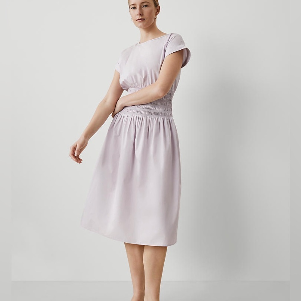New Ann Taylor Smocked-Waist Midi Flare Dress in orchid hush size 4
